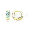 Argolla Huggie 02.210.0640.2.10 Oro Laminado, con Aqua Azul Zirconia Cubica, Pulido, Tono Dorado
