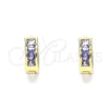 Argolla Huggie 02.210.0640.3.10 Oro Laminado, con Amatista Zirconia Cubica, Pulido, Tono Dorado