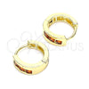 Argolla Huggie 02.210.0641.1.12 Oro Laminado, con Granate Zirconia Cubica, Pulido, Tono Dorado