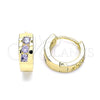 Argolla Huggie 02.210.0641.2.12 Oro Laminado, con Amatista Zirconia Cubica, Pulido, Tono Dorado