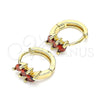 Argolla Huggie 02.210.0642.1.12 Oro Laminado, con Granate Zirconia Cubica, Pulido, Tono Dorado