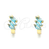 Argolla Huggie 02.210.0642.2.12 Oro Laminado, con Aqua Azul Zirconia Cubica, Pulido, Tono Dorado