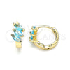 Argolla Huggie 02.210.0642.2.12 Oro Laminado, con Aqua Azul Zirconia Cubica, Pulido, Tono Dorado