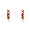 Argolla Huggie 02.210.0643.1.12 Oro Laminado, con Granate Zirconia Cubica, Pulido, Tono Dorado