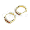 Argolla Huggie 02.210.0643.1.12 Oro Laminado, con Granate Zirconia Cubica, Pulido, Tono Dorado