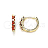 Argolla Huggie 02.210.0643.1.12 Oro Laminado, con Granate Zirconia Cubica, Pulido, Tono Dorado