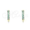Argolla Huggie 02.210.0643.2.12 Oro Laminado, con Aqua Azul Zirconia Cubica, Pulido, Tono Dorado