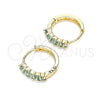 Argolla Huggie 02.210.0643.2.12 Oro Laminado, con Aqua Azul Zirconia Cubica, Pulido, Tono Dorado