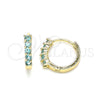 Argolla Huggie 02.210.0643.2.12 Oro Laminado, con Aqua Azul Zirconia Cubica, Pulido, Tono Dorado