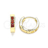 Argolla Huggie 02.210.0644.1.12 Oro Laminado, con Granate Zirconia Cubica, Pulido, Tono Dorado