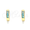 Argolla Huggie 02.210.0644.2.12 Oro Laminado, con Aqua Azul Zirconia Cubica, Pulido, Tono Dorado