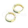 Argolla Huggie 02.210.0644.2.12 Oro Laminado, con Aqua Azul Zirconia Cubica, Pulido, Tono Dorado