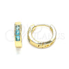 Argolla Huggie 02.210.0644.2.12 Oro Laminado, con Aqua Azul Zirconia Cubica, Pulido, Tono Dorado