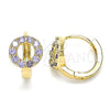 Argolla Huggie 02.210.0646.2.15 Oro Laminado, con Amatista Zirconia Cubica, Pulido, Tono Dorado
