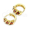 Argolla Huggie 02.210.0648.1.15 Oro Laminado, con Granate Zirconia Cubica, Pulido, Tono Dorado