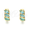 Argolla Huggie 02.210.0648.2.15 Oro Laminado, con Aqua Azul Zirconia Cubica, Pulido, Tono Dorado