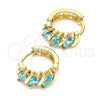 Argolla Huggie 02.210.0648.2.15 Oro Laminado, con Aqua Azul Zirconia Cubica, Pulido, Tono Dorado