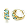 Argolla Huggie 02.210.0648.2.15 Oro Laminado, con Aqua Azul Zirconia Cubica, Pulido, Tono Dorado