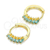 Argolla Huggie 02.210.0650.2.15 Oro Laminado, con Aqua Azul Zirconia Cubica, Pulido, Tono Dorado