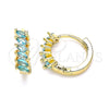 Argolla Huggie 02.210.0650.2.15 Oro Laminado, con Aqua Azul Zirconia Cubica, Pulido, Tono Dorado