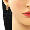 Argolla Huggie 02.210.0661.1.15 Oro Laminado, con Granate Zirconia Cubica, Pulido, Tono Dorado