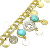 Pulsera de Dije 03.331.0119.3.08 Oro Laminado, con Light Turquoise Opal, Pulido, Tono Dorado (10 MM Thickness, 8 Inches Length)