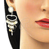 Arete Largo 02.331.0058 Oro Laminado, con Blanca Cristal, Pulido, Tono Dorado