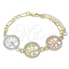 Pulsera Elegante 03.380.0122.07 Oro Laminado, Diseño de Ãrbol, con Blanca Cristal, Pulido, Tres Tonos (05 MM Thickness, 7 Inches Length)