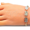 Pulsera Elegante 03.380.0124.07 Oro Laminado, Diseño de Elefante, con Blanca and Negro Cristal, Pulido, Tres Tonos (05 MM Thickness, 7 Inches Length)
