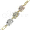Pulsera Elegante 03.380.0124.07 Oro Laminado, Diseño de Elefante, con Blanca and Negro Cristal, Pulido, Tres Tonos (05 MM Thickness, 7 Inches Length)
