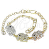 Pulsera Elegante 03.380.0124.07 Oro Laminado, Diseño de Elefante, con Blanca and Negro Cristal, Pulido, Tres Tonos (05 MM Thickness, 7 Inches Length)
