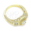 Anillo Multi Piedra 01.94.0005.09 Oro Laminado, con Blanca Zirconia Cubica and Blanca Micro Pave, Pulido, Tono Dorado (Size 9)