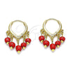 Argolla Huggie 02.63.2731.15 Oro Laminado, Resinado Rojo, Tono Dorado
