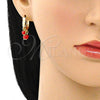 Argolla Huggie 02.63.2732.15 Oro Laminado, Resinado Rojo, Tono Dorado