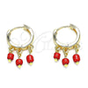 Argolla Huggie 02.63.2732.15 Oro Laminado, Resinado Rojo, Tono Dorado
