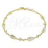 Tobillera Elegante 03.326.0021.10 Oro Laminado, Diseño de Candado y Llave, Pulido, Tono Dorado (08 MM Thickness, 10 Inches Length)