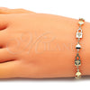Pulsera Elegante 03.326.0022.08 Oro Laminado, Diseño de Candado y Corazón, Pulido, Tono Dorado (06 MM Thickness, 8 Inches Length)