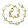 Pulsera Elegante 03.326.0023.07 Oro Laminado, Diseño de Corazón, Pulido, Tono Dorado (06 MM Thickness, 7 Inches Length)