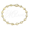 Pulsera Elegante 03.326.0023.07 Oro Laminado, Diseño de Corazón, Pulido, Tono Dorado (06 MM Thickness, 7 Inches Length)
