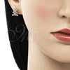 Arete Dormilona 02.310.0079 Oro Laminado, Diseño de Osito, con Blanca Micro Pave, Pulido, Tono Dorado