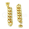 Arete Largo 02.63.2734 Oro Laminado, Diseño de Miami Cubana, Pulido, Tono Dorado