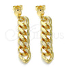 Arete Largo 02.63.2734 Oro Laminado, Diseño de Miami Cubana, Pulido, Tono Dorado