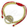 Pulsera Bolo Ajustable 03.381.0042.11 Oro Laminado, Diseño de Mama, con Blanca Micro Pave, Pulido, Tono Dorado (04 MM Thickness, 11 Inches Length)