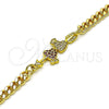 Pulsera Elegante 03.368.0067.08 Oro Laminado, Diseño de Corazón, con Rubi and Blanca Micro Pave, Pulido, Tono Dorado (04 MM Thickness, 8 Inches Length)
