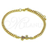 Pulsera Elegante 03.368.0067.08 Oro Laminado, Diseño de Corazón, con Rubi and Blanca Micro Pave, Pulido, Tono Dorado (04 MM Thickness, 8 Inches Length)