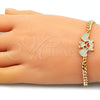 Pulsera Elegante 03.368.0070.08 Oro Laminado, Diseño de Niñita Pequeña y Corazón, con Blanca Micro Pave, Pulido, Tono Dorado (04 MM Thickness, 8 Inches Length)
