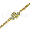 Pulsera Elegante 03.368.0070.08 Oro Laminado, Diseño de Niñita Pequeña y Corazón, con Blanca Micro Pave, Pulido, Tono Dorado (04 MM Thickness, 8 Inches Length)