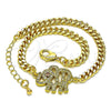 Pulsera Elegante 03.368.0073.08 Oro Laminado, Diseño de Elefante, con Blanca and Granate Micro Pave, Pulido, Tono Dorado (04 MM Thickness, 8 Inches Length)