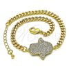 Pulsera Elegante 03.368.0089.08 Oro Laminado, Diseño de Mano de Dios, con Blanca Micro Pave, Pulido, Tono Dorado (04 MM Thickness, 8 Inches Length)