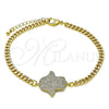 Pulsera Elegante 03.368.0089.08 Oro Laminado, Diseño de Mano de Dios, con Blanca Micro Pave, Pulido, Tono Dorado (04 MM Thickness, 8 Inches Length)